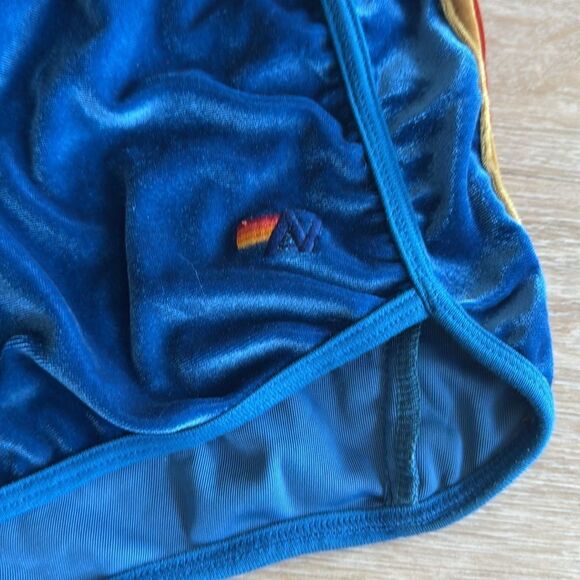 Aviator Nation Blue Five Stripe Velvet velour Dolphin Shorts Large - Picture 4 of 10
